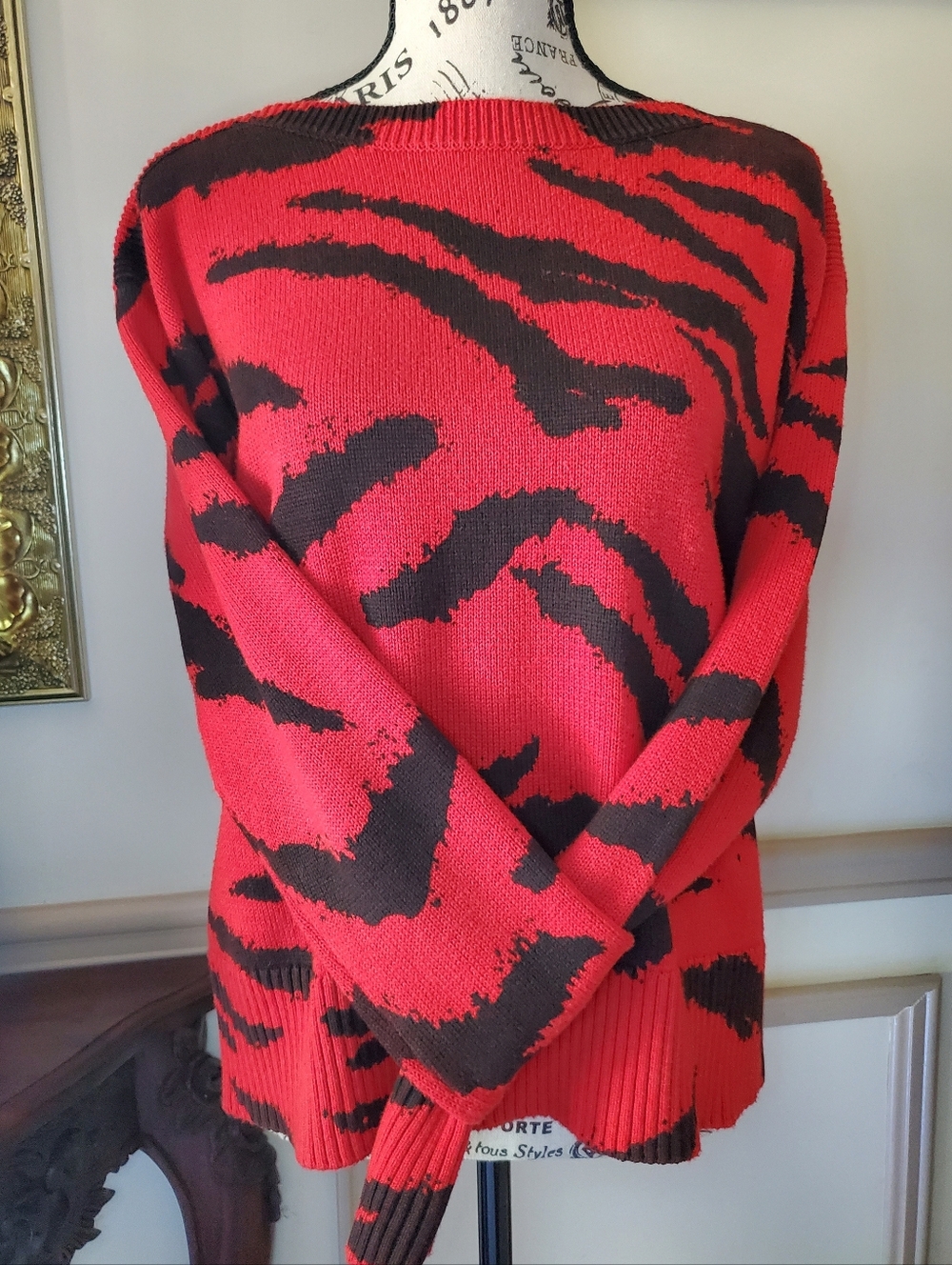 Elliott Lauren Well Red Boatneck Sweater Cotton Cashmere Blend